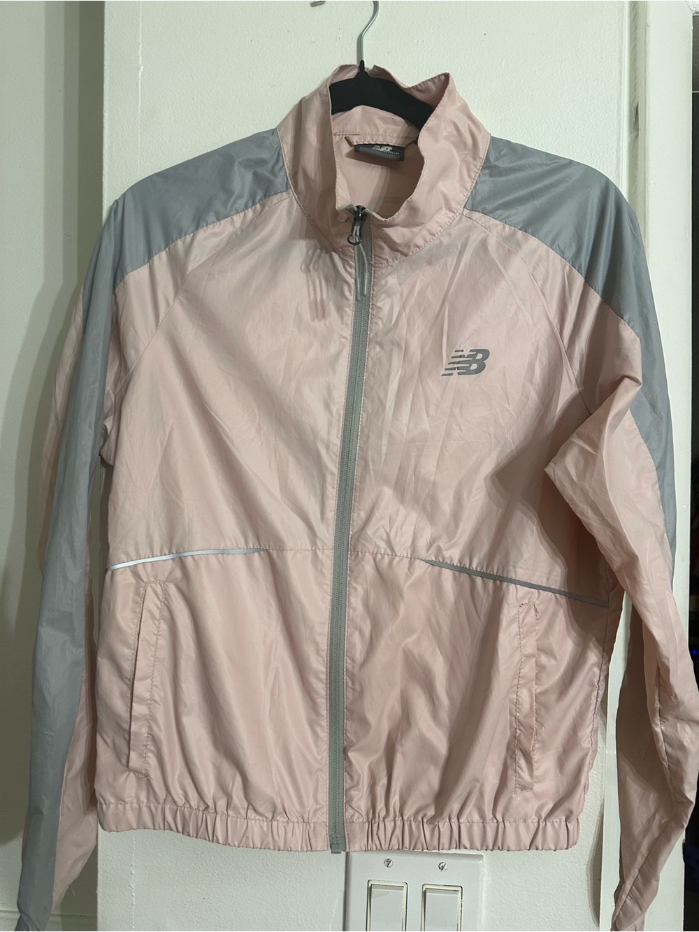 New Balance Pink Gray Reflective Full Zip Windbreaker Jacket Women’s M